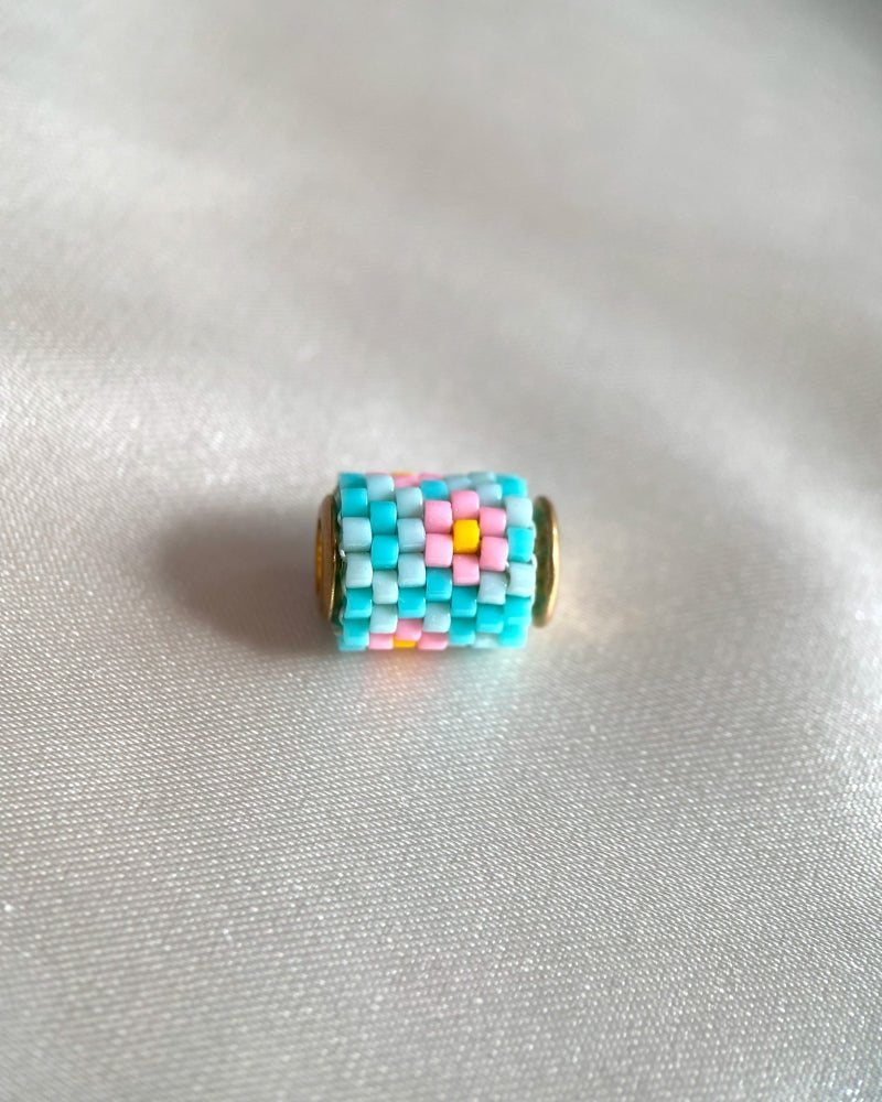 image Single beaded pendant crafted in peyote stitch technique from Japanese Miyuki beads in a floral design inspired by roses - Fleur Du Jour