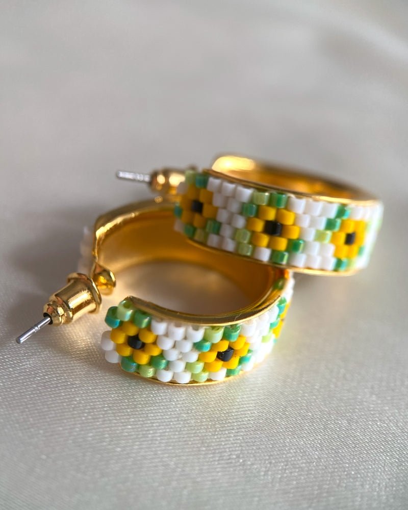 Sonnenblume Perlenohrringe – Creole - Fleur Du Jour - Blumenohrringe