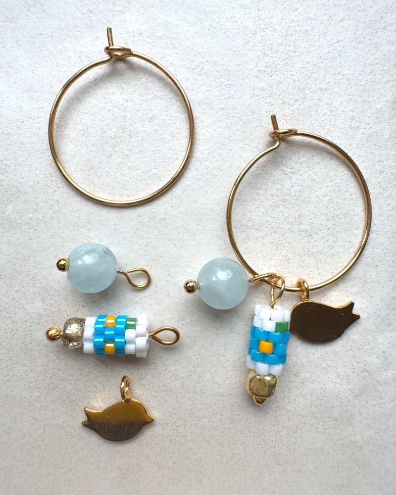 image Customizable hoop earrings each with a set of interchangeable charms - beaded, stone and gold - for a new look every day - Fleur Du Jour