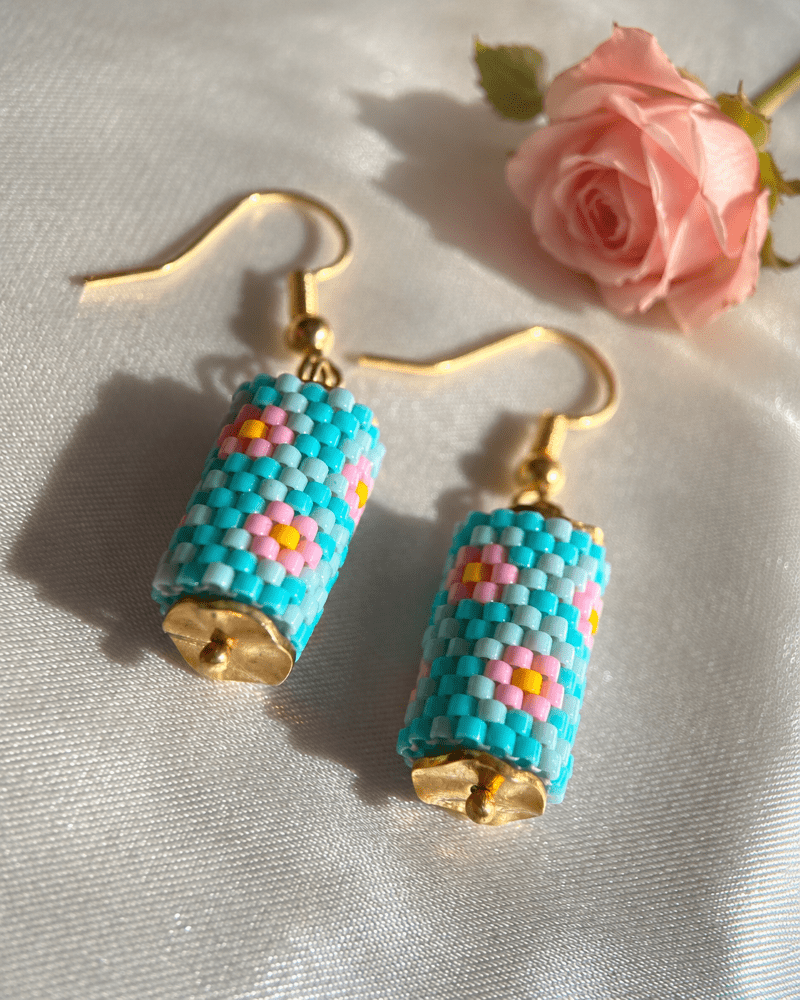 Collection of beaded jewelry crafted in peyote stitch technique from Japanese Miyuki beads in designs inspired by roses - Fleur Du Jour