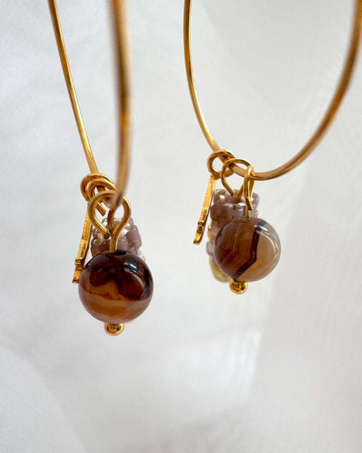 Customizable hoop earrings each with a set of three interchangeable charms - beaded, stone and gold - to change your look every day - Fleur Du Jour