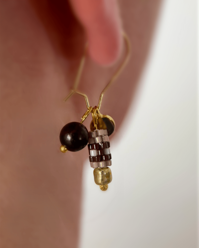 Customizable hoop earrings each with a set of three interchangeable charms - beaded, stone and gold - to change your look every day - Fleur Du Jour