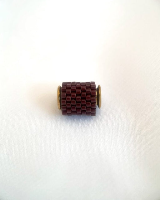 Single beaded earthy brown pendant crafted in peyote stitch technique from Japanese Miyuki Delica beads - Fleur Du Jour