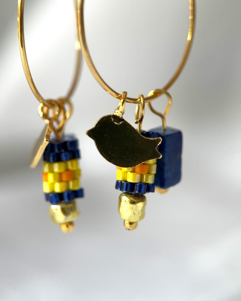 Customizable earring hooks each with a set of three interchangeable charms - beaded, stone and gold - to change your look every day - Fleur Du Jour