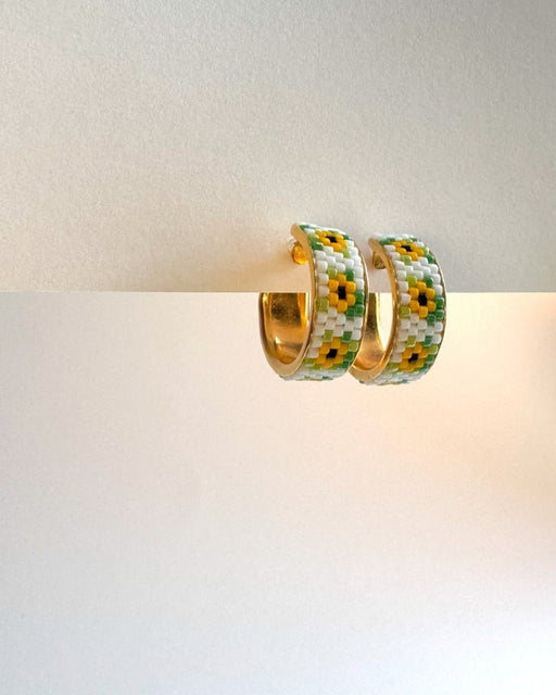 Sonnenblume Perlenohrringe – Creole - Fleur Du Jour - Blumenohrringe