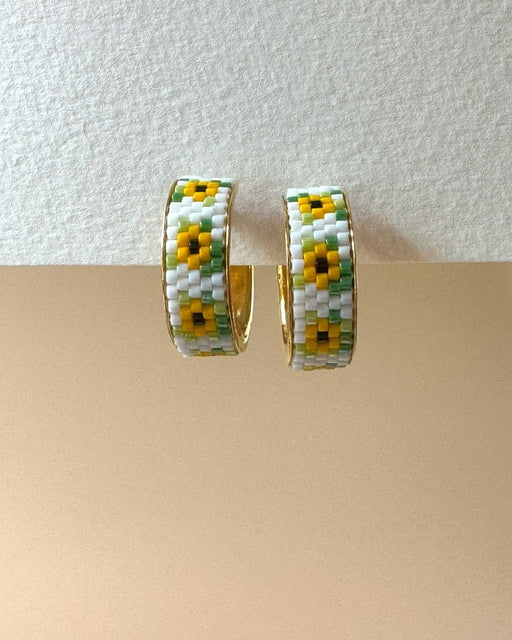 Sonnenblume Perlenohrringe – Creole - Fleur Du Jour - Blumenohrringe