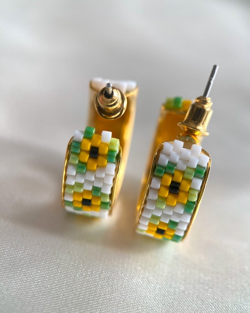 Sonnenblume Perlenohrringe – Creole - Fleur Du Jour - Blumenohrringe