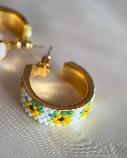 Sonnenblume Perlenohrringe – Creole - Fleur Du Jour - Blumenohrringe