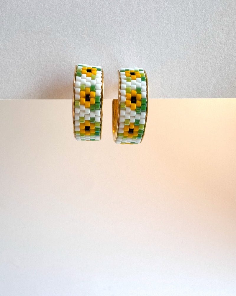 Sonnenblume Perlenohrringe – Creole - Fleur Du Jour - Blumenohrringe