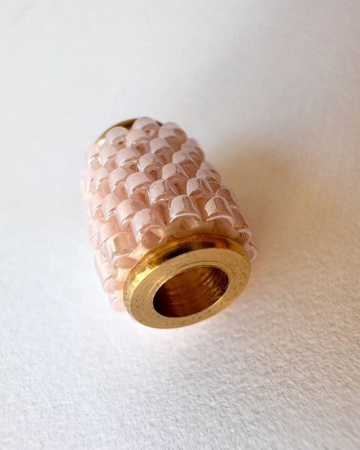 Single pale pink beaded pendant crafted in peyote stitch technique from Japanese Miyuki Delica beads  - Fleur Du Jour