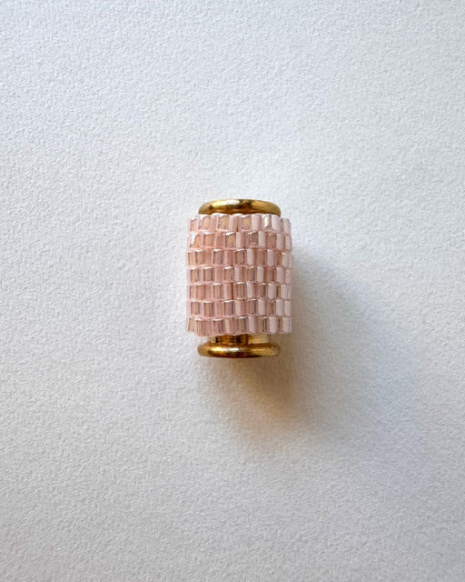 Single pale pink beaded pendant crafted in peyote stitch technique from Japanese Miyuki Delica beads  - Fleur Du Jour