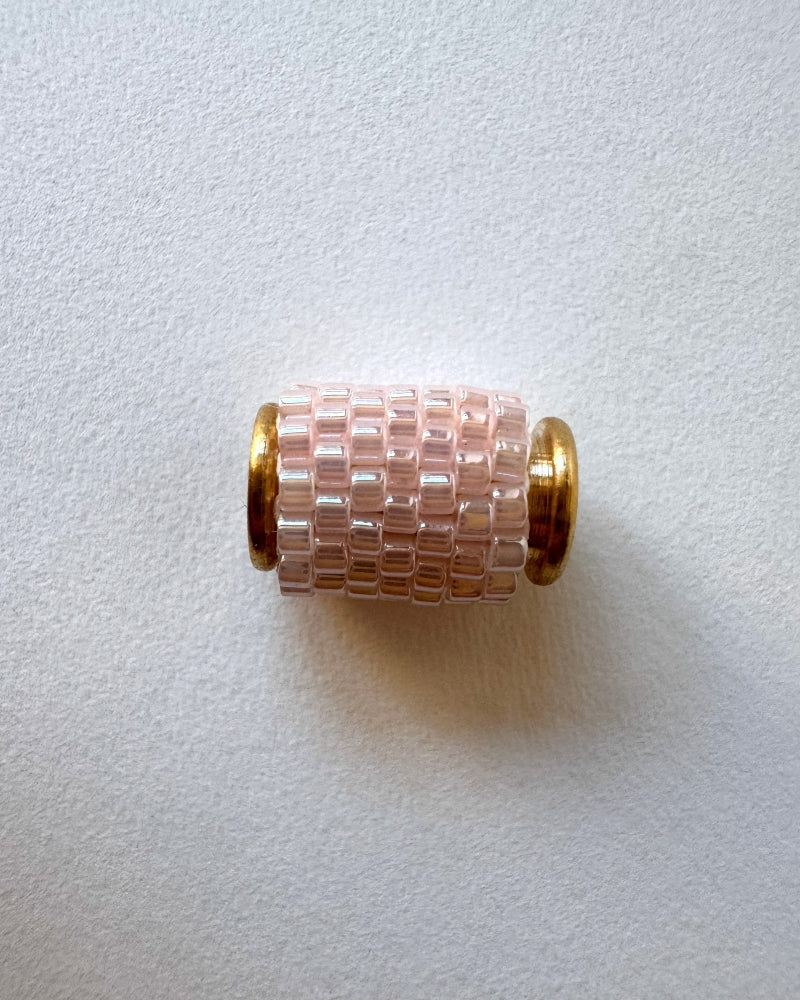 Single pale pink beaded pendant crafted in peyote stitch technique from Japanese Miyuki Delica beads  - Fleur Du Jour